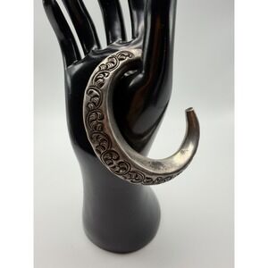 Vintage 925 Sterling Silver Repousse Scroll Rattlesnake Rattles! Cuff Bracelet